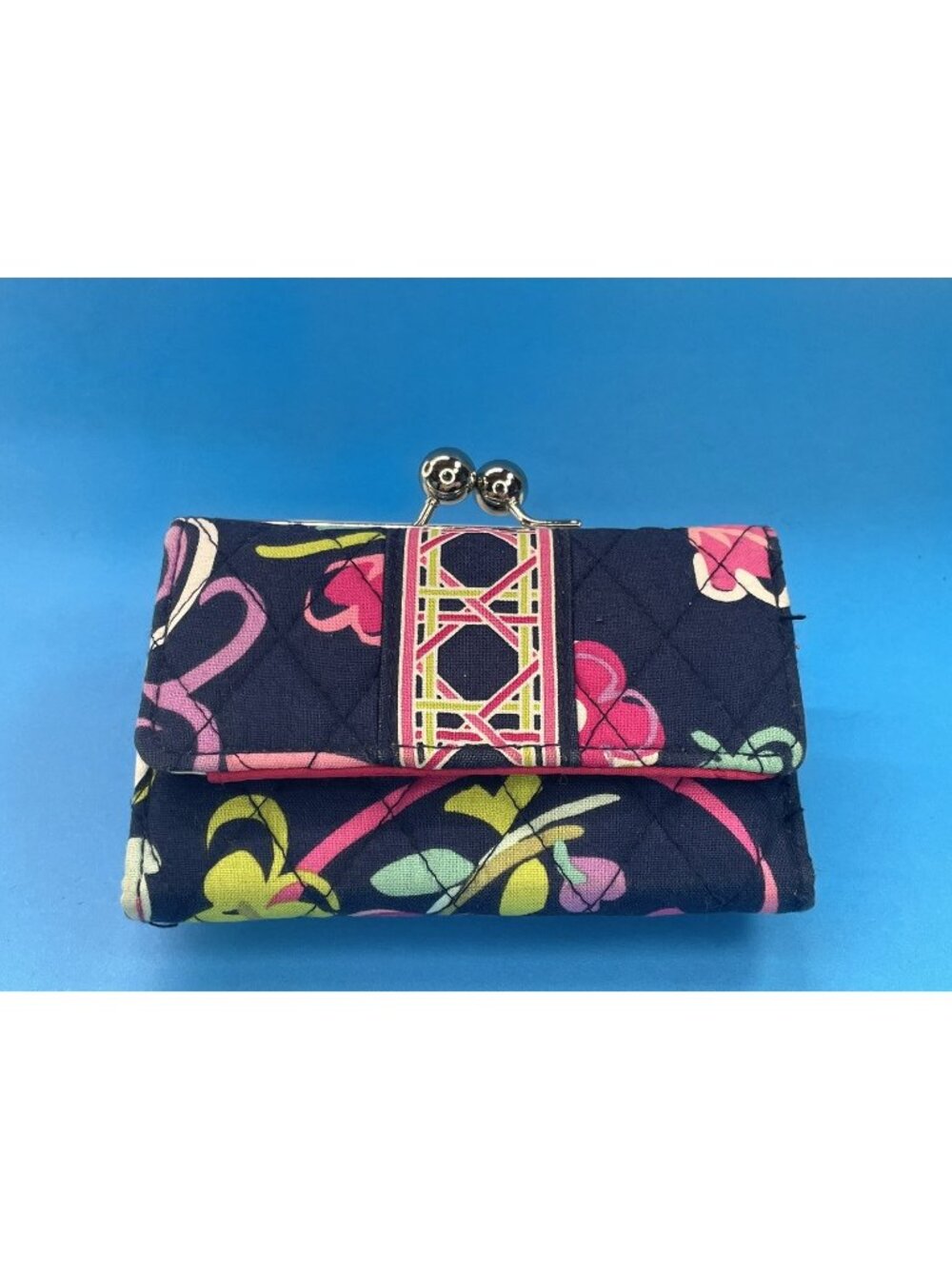Vintage Vera Bradley Women’s Floral Small Hope Ribbons Kisslock Compact Wallet